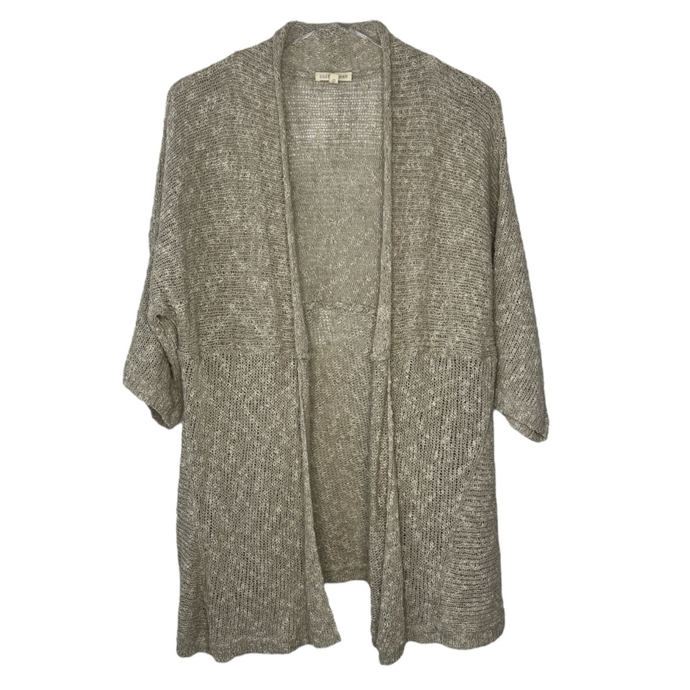 Eileen Fisher Women's Oatmeal Knit Open Front Cardigan Size Large